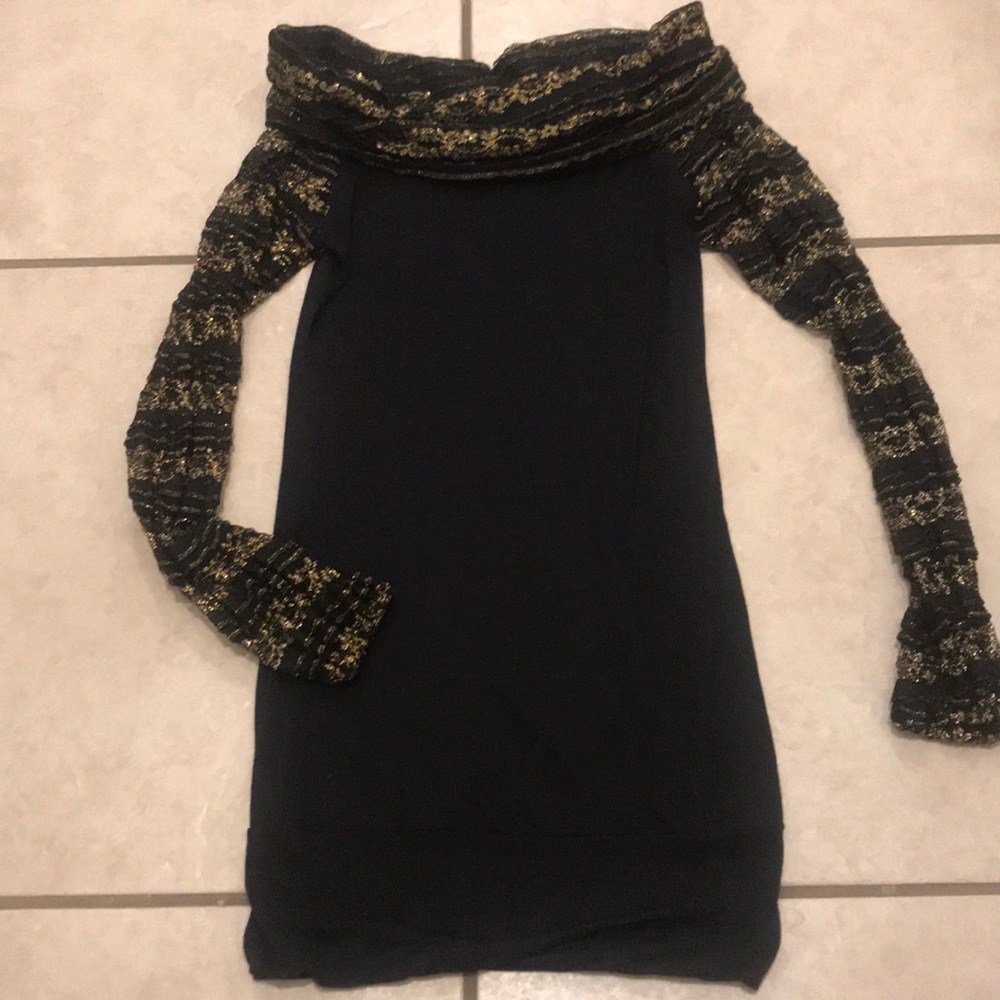 Long Sleeve Black and Gold Shirt